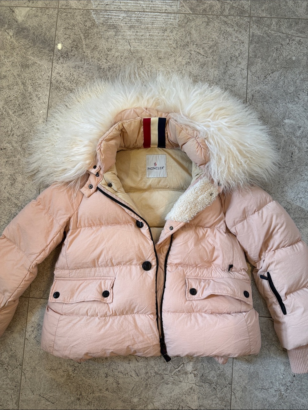 Pink M Faux Fur Hood Jacket